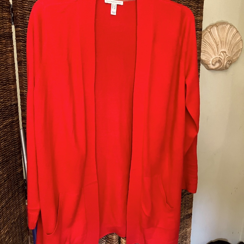 Very light red Isaac Mizrah Live sweater with pockets